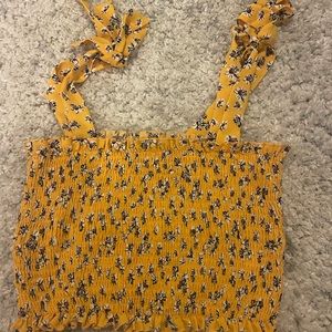 yellow tie strap tank top